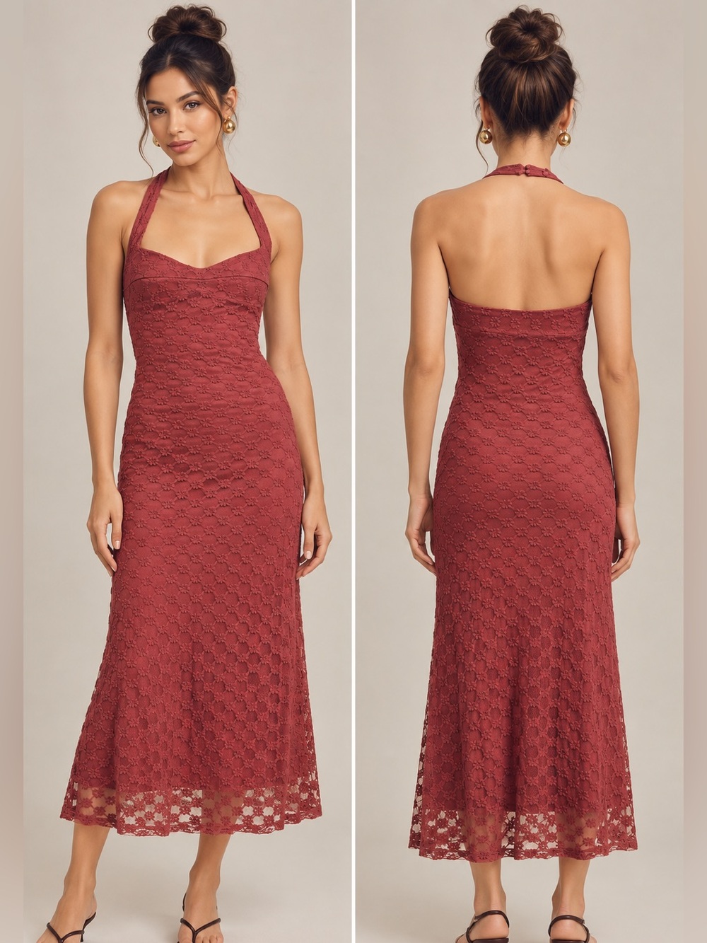 Bardot Mariko Halter Neck Midi Dress – Size M / US 6
